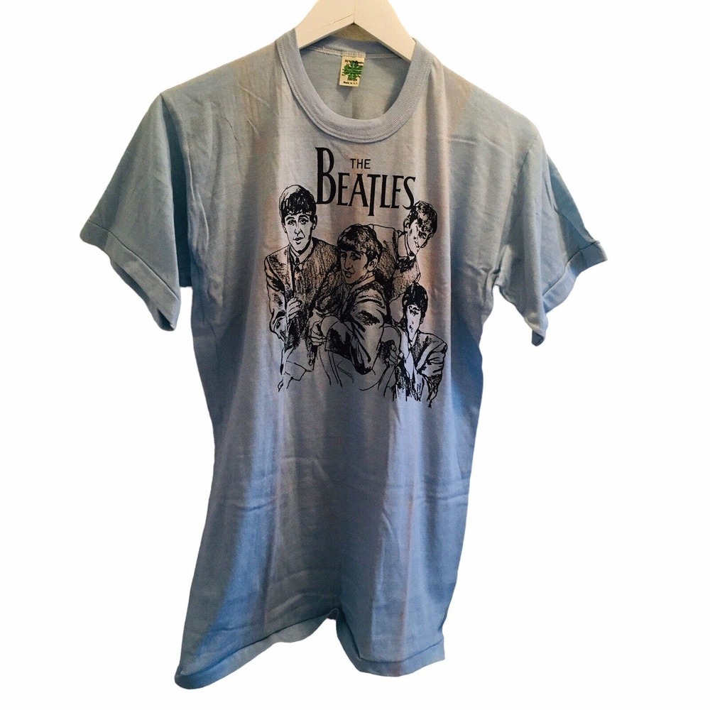 Vtg 60s The Beatles I Want To Hold Your Hand Single Stitch USA Clover Tag L READ